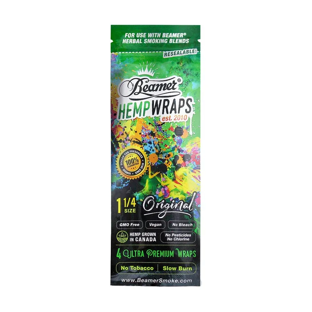 25PK DISPLAY - Beamer Ultra Premium Natural Vegan Hemp Wraps - Original / 1 1/4 / 4pc - Image 2
