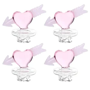 4CT BUNDLE - Cupid Heart Glass Carb Cap - 30mm