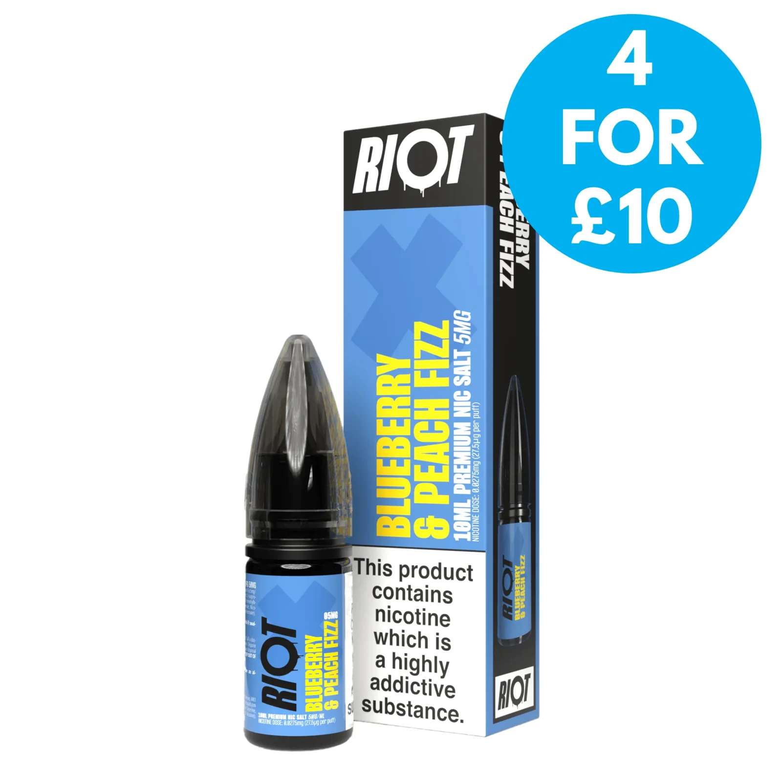 5mg (0.5%) Riot X E-liquid 10ml Nic Salts