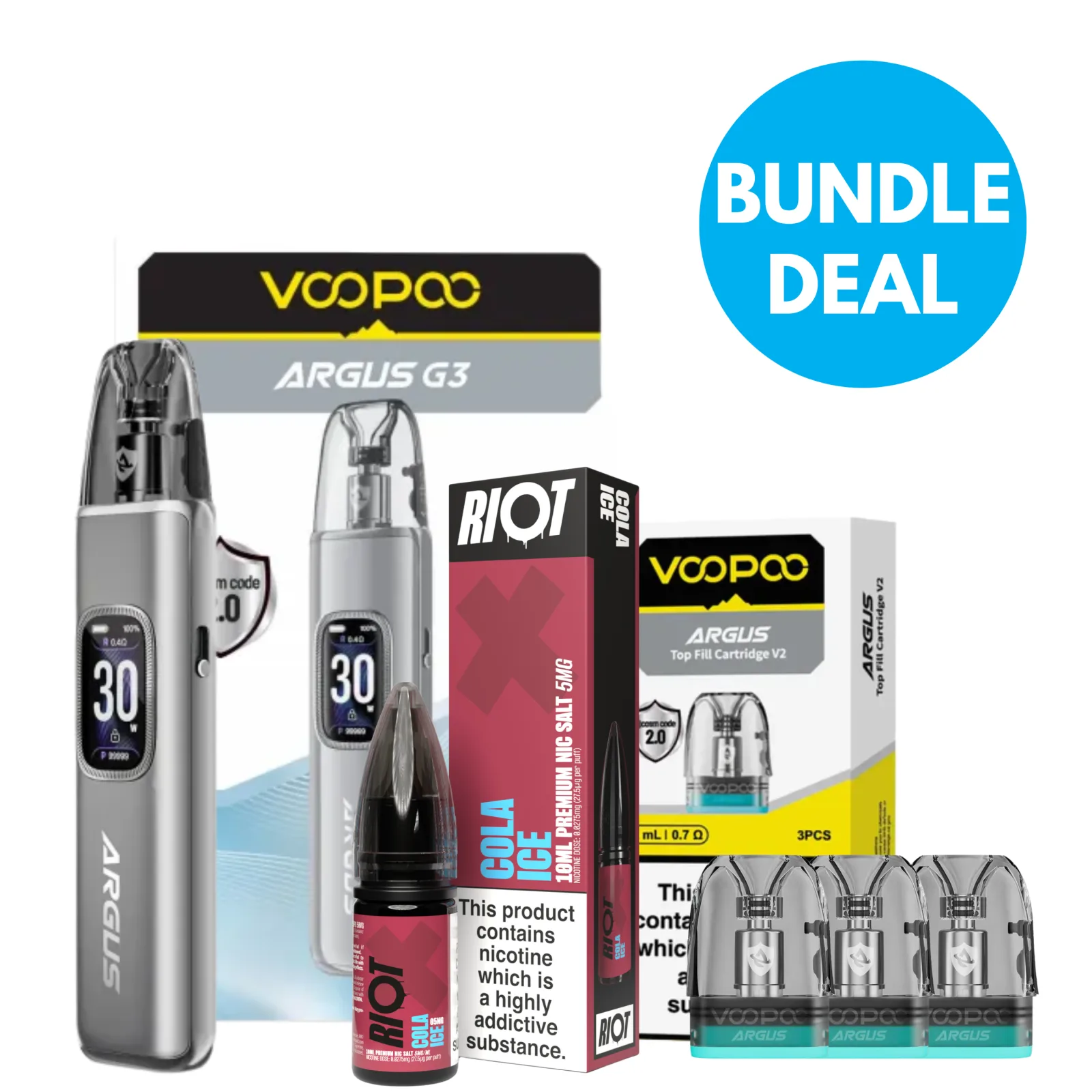 5mg (0.5%) Voopoo Argus G3 Pod Kit Bundle