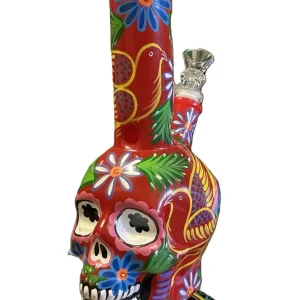 9.5" Sugar Skull Themed Glass Bong