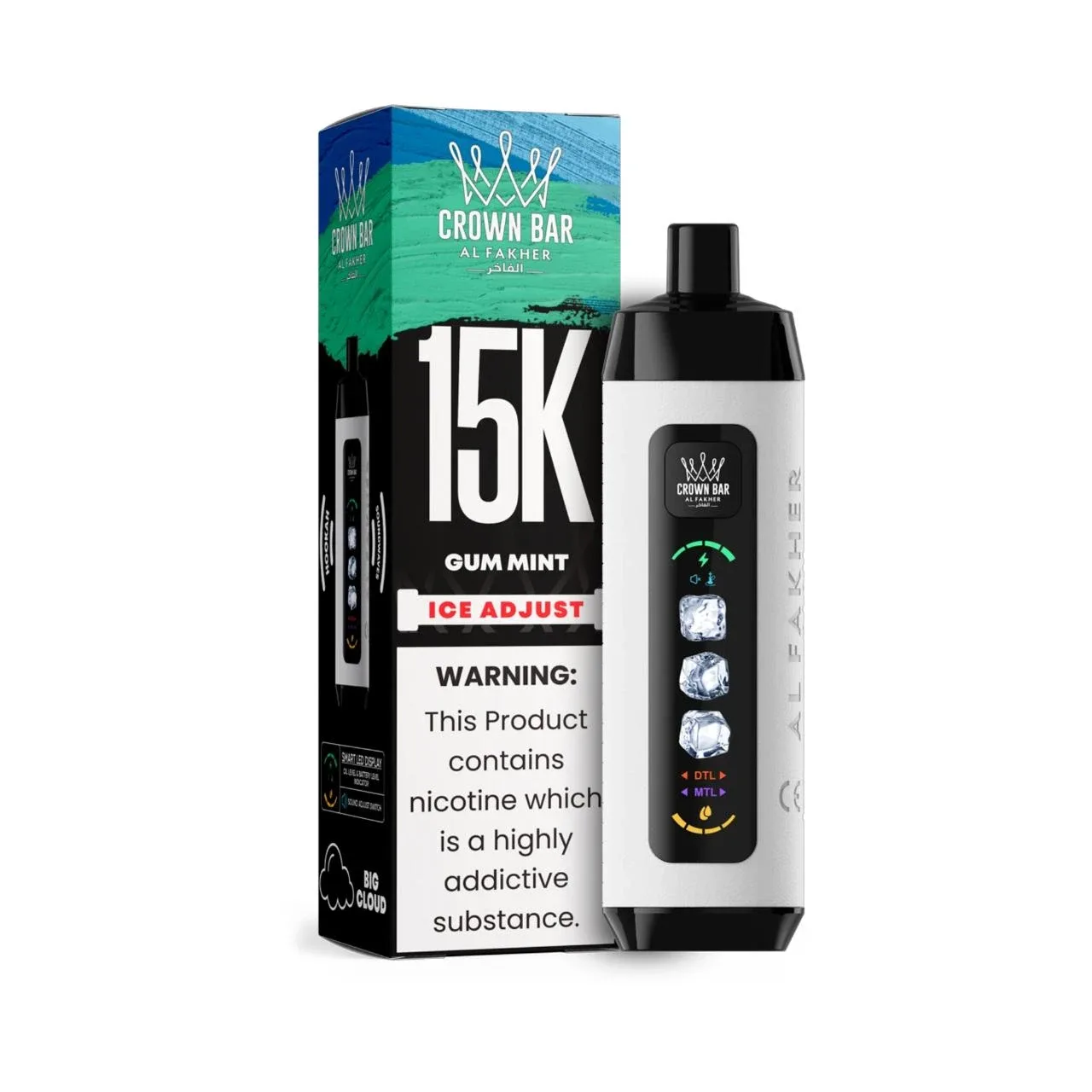 Al Fakher Crown Bar Ice Adjust Disposable | 15K Puffs