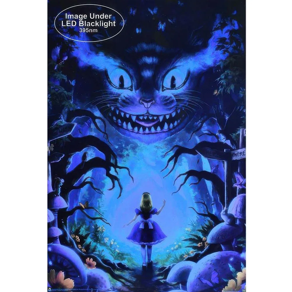 Alice in Wonderland Meets The Cheshire Cat Non-Flocked Black Light Poster - Image 2