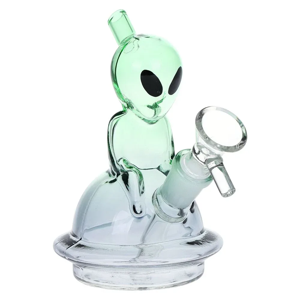 Alien UFO Ombre Mini Glass Water Pipe - 5" / 14mm F / Colors Vary - Image 2