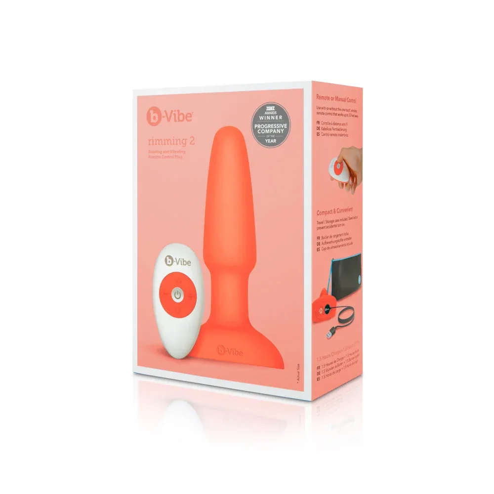 b-Vibe Rimming 2 Rotating and Vibrating Remote Control Plug Orange - Image 2