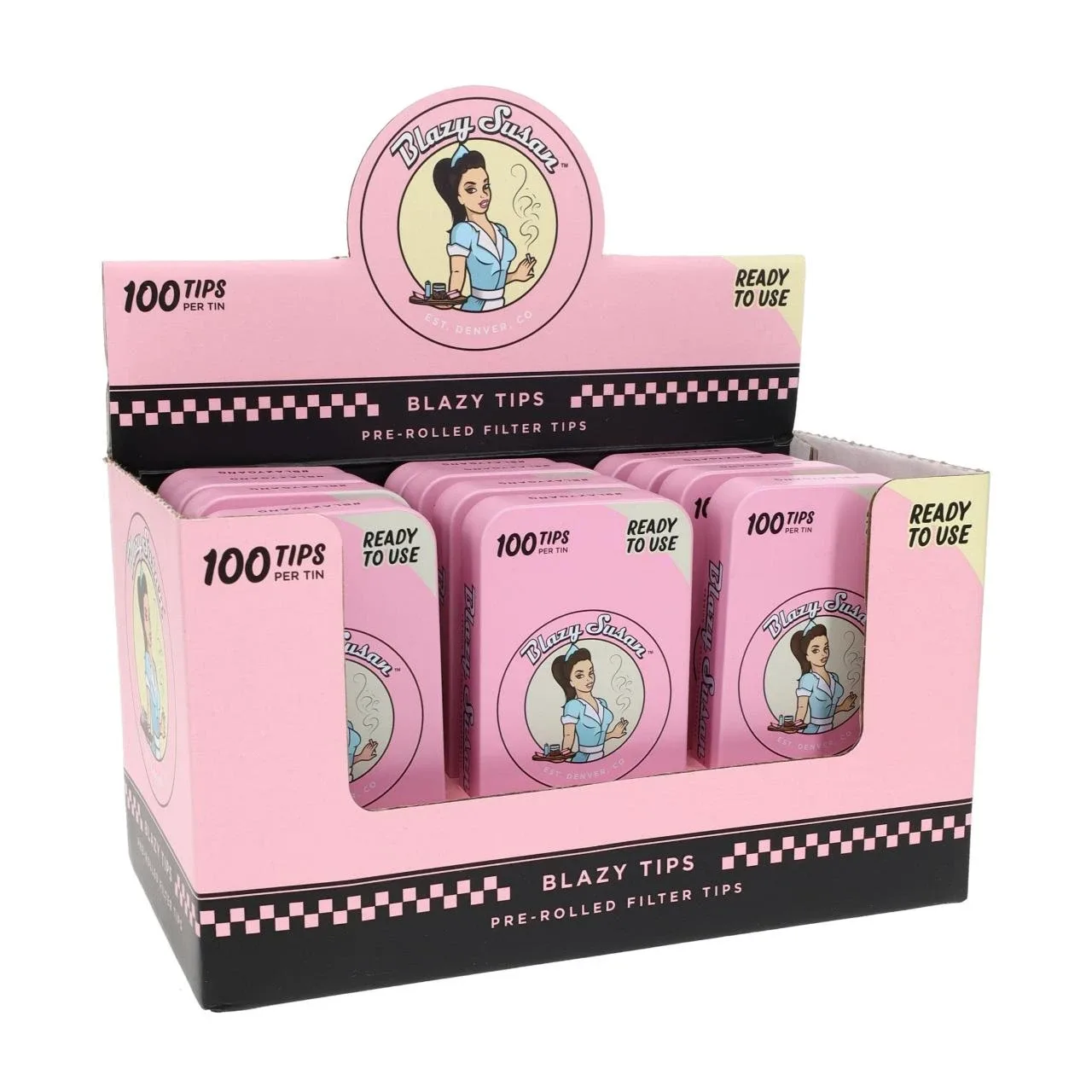 BLAZY SUSAN TIPS IN TIN PINK-100 COUNT | Pack of 12