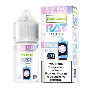 Blue Razz Cotton Clouds Pod Juice RAZ Disposable Collab Nic Salt E