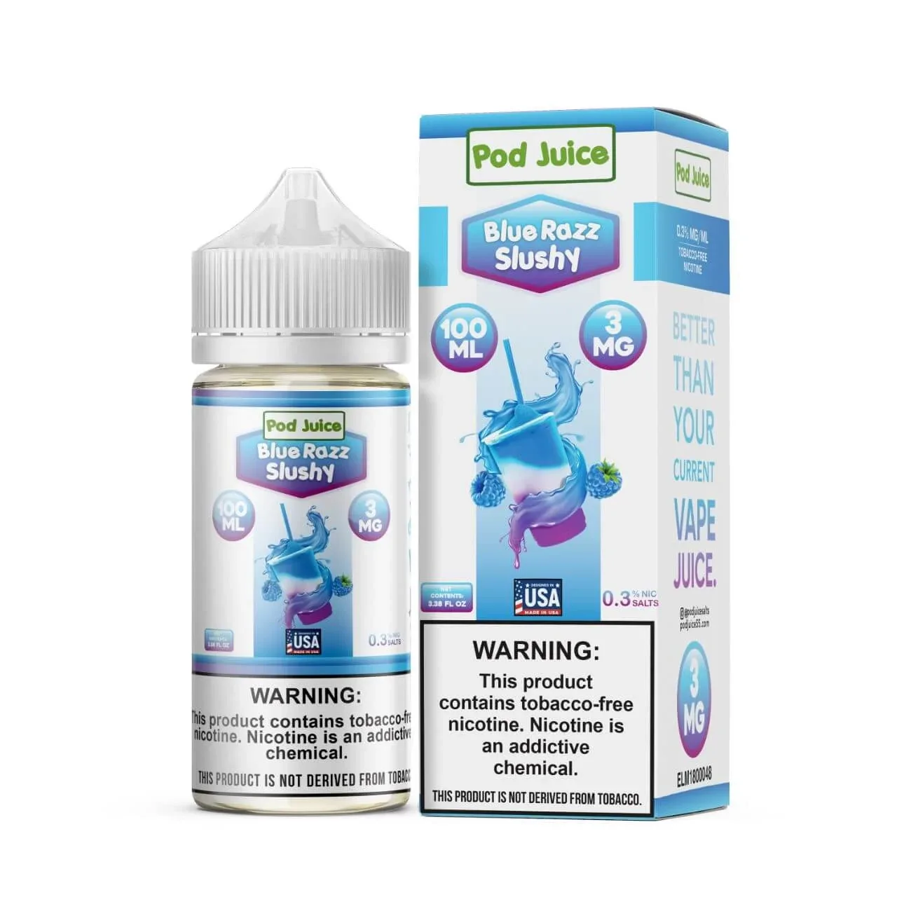Blue Razz Slushy Tobacco Free Nicotine E-Juice 100ml | Pod Juice