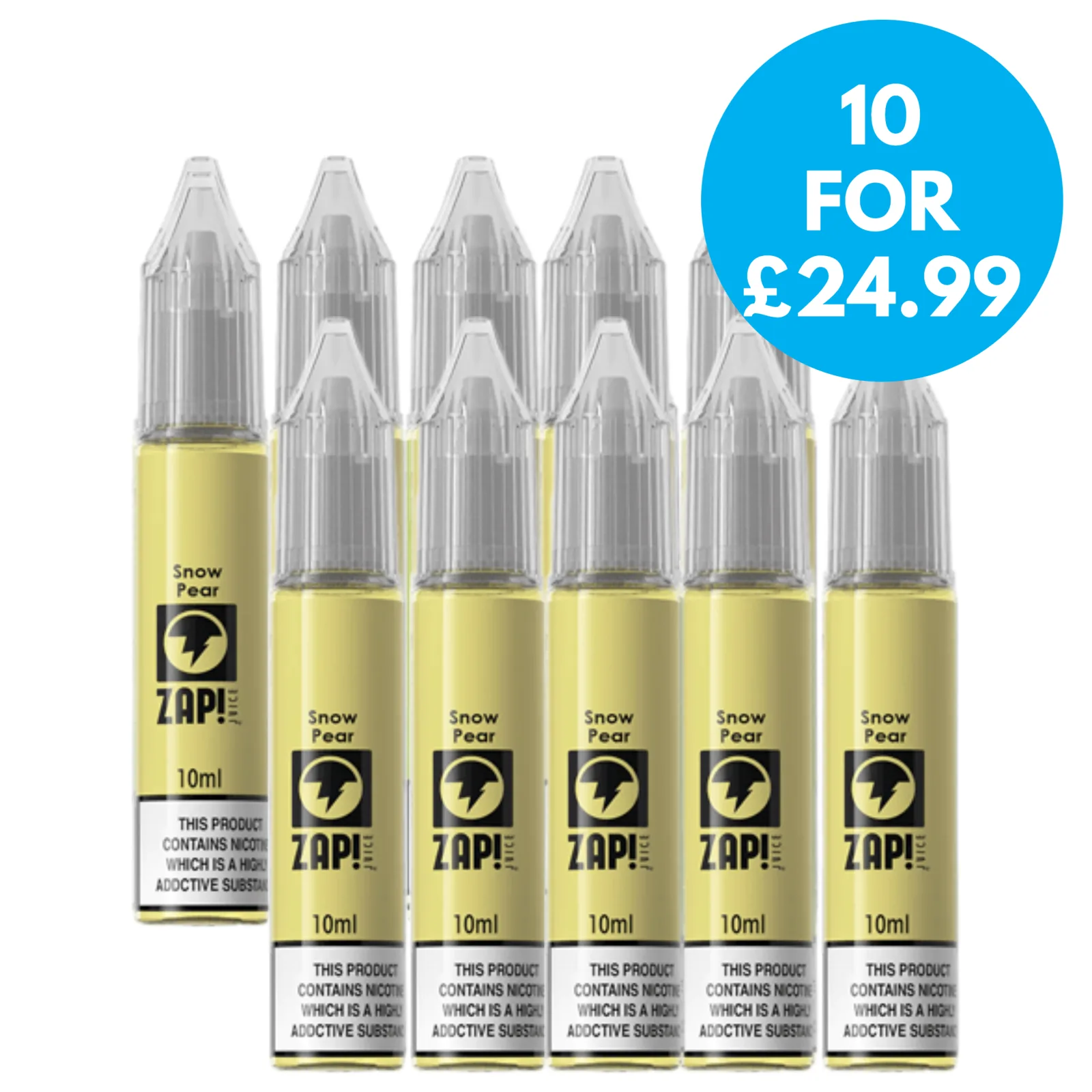 Box of 10 – 10mg Zap! Juice 10ml Nic Salts (50VG/50PG)