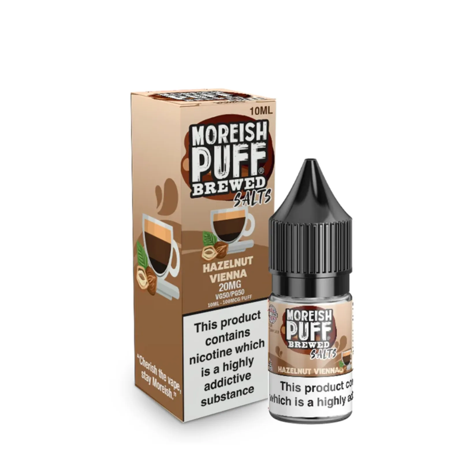 Box of 12 – 10mg Moreish Puff Brewed Coffee Nic Salts 10ml - Image 2