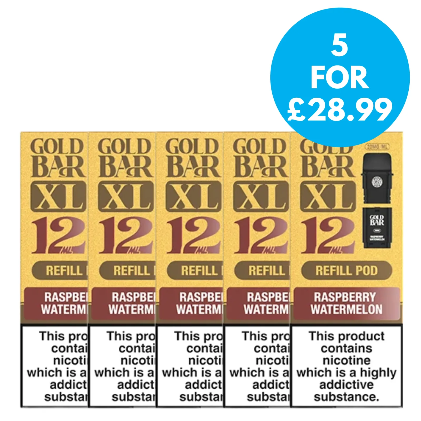 Box of 5 – Gold Bar XL Prefilled Replacement Pods