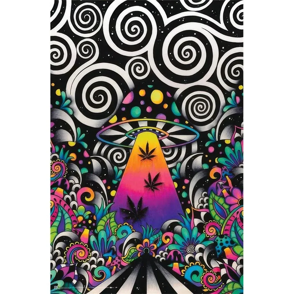 Brizland by Brizbazaar UFO Tractor Beam Non-Flocked Black Light Poster