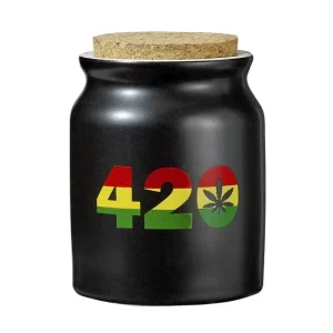 Ceramic 420 Rasta Stash Jar
