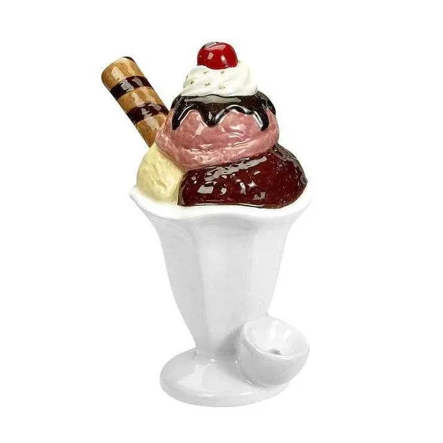 Ceramic Ice Cream Sundae Pipe - 6.75"