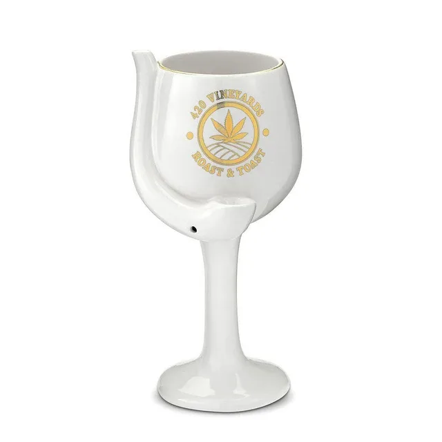Ceramic Wine Glass Pipe - 9.25"