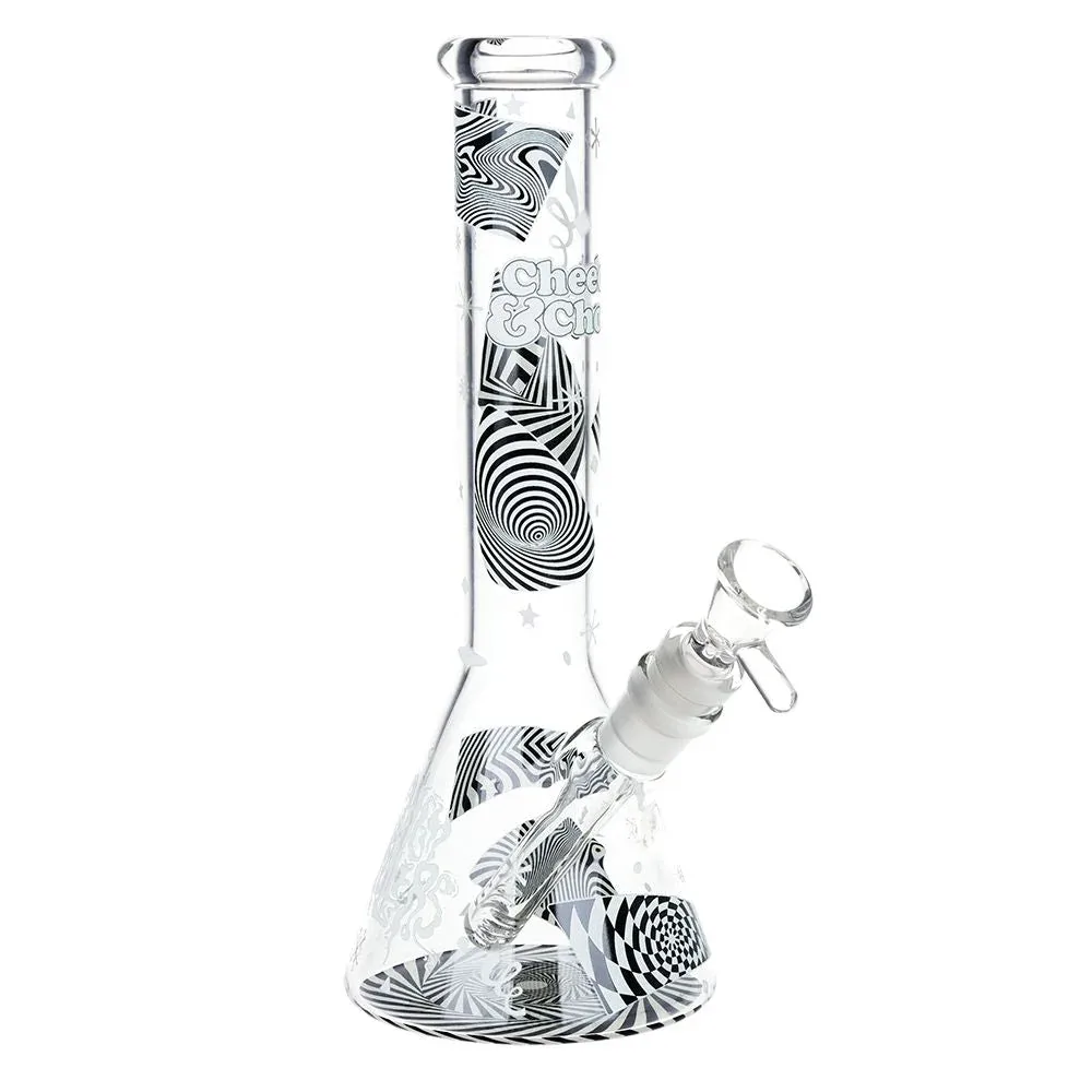 Cheech & Chong Glass Optical Illusion Glow Glass Beaker Water Pipe - 10" / 14mm F - Image 2