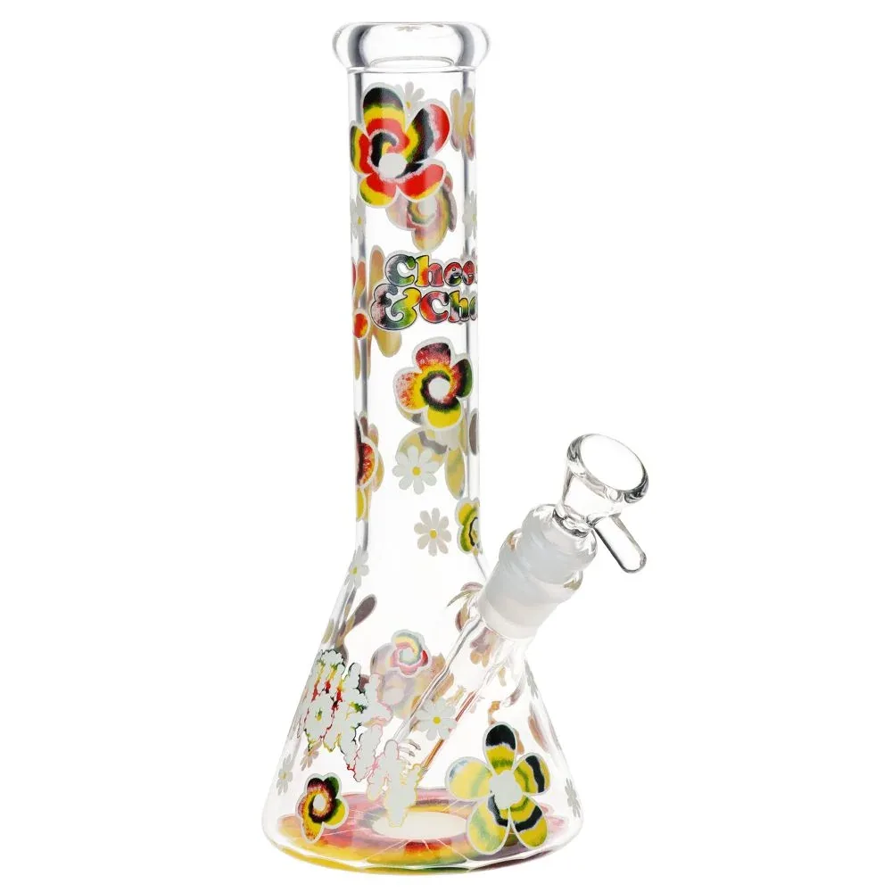 Cheech & Chong Glass Tie Dye Glow Glass Beaker Bong - 10" - Image 2