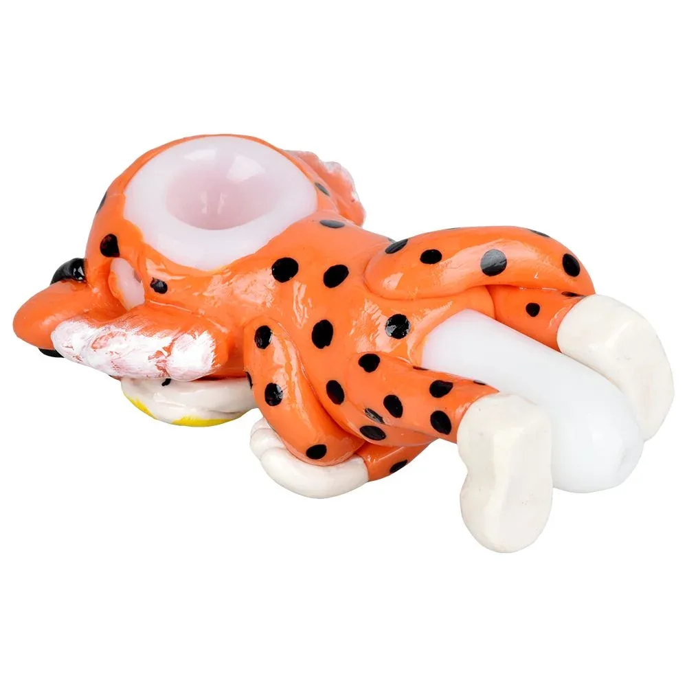 Cheezy Cheetah Enamel on Glass Hand Pipe - 5.5" - Image 2