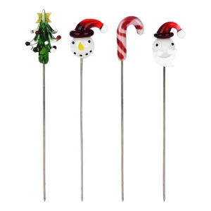 Christmas Collection Glass Tip Hairpin Poker Tool - 5" / 4ct