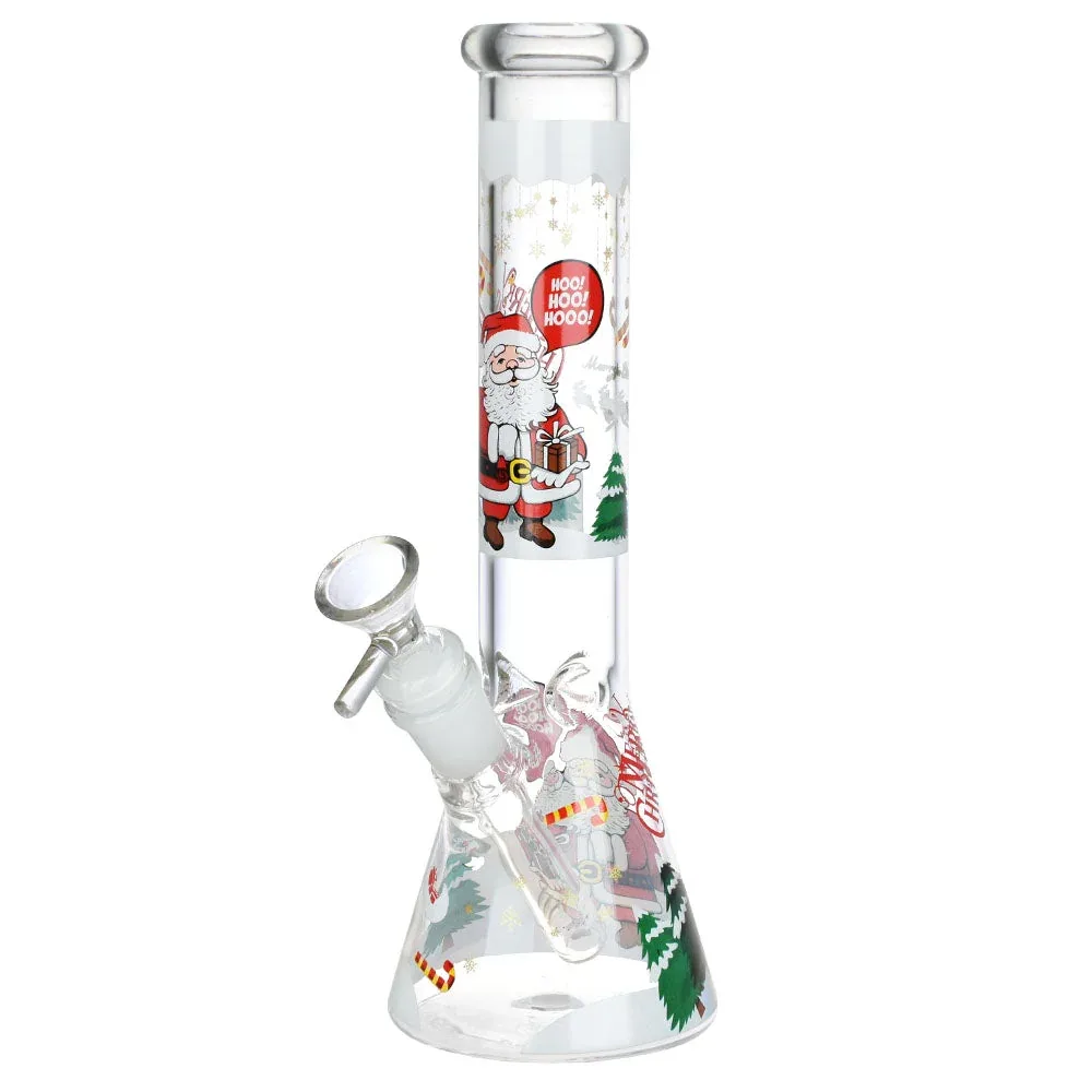 Christmas Themed Glass Water Pipe - 10" / 14mm F / Designs Vary - Image 2