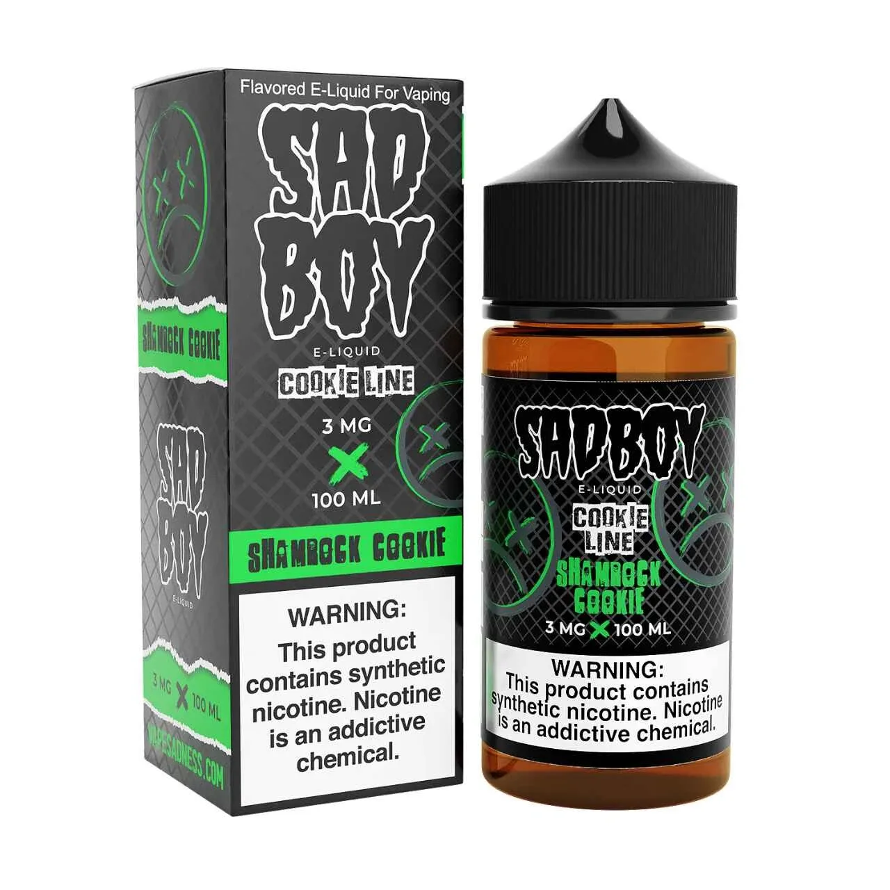 CookieLine Shamrock Cookie Synthetic Nicotine 100ml E-Juice | SadBoy
