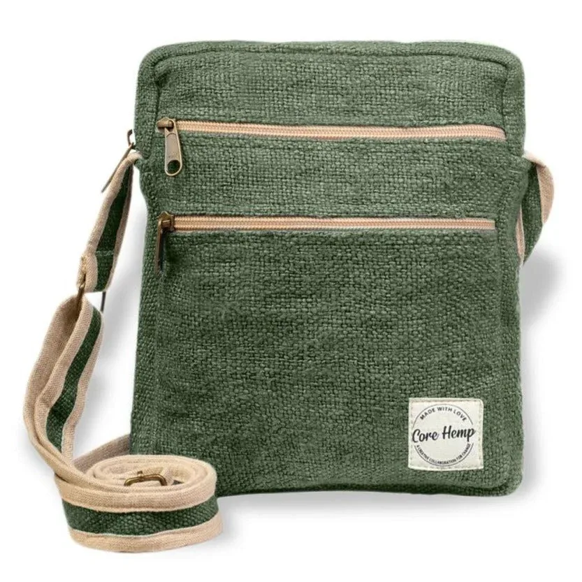 Core Hemp Multi Pocket Crossbody Purse - Banyan Green - Image 2