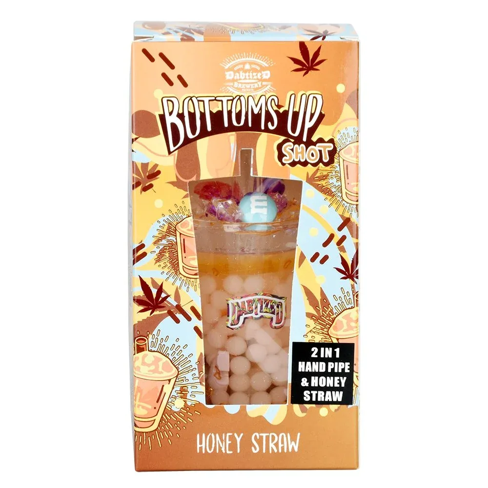 Dabtized Bottoms Up Shot Glass 2 In 1 Honey Straw - 4" / 10mm F / Asst Designs - Image 2