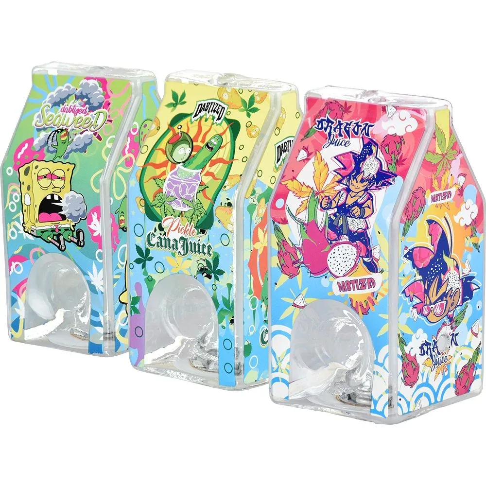 Dabtized Juice Carton LED Glass Hand Pipe - 3.75"