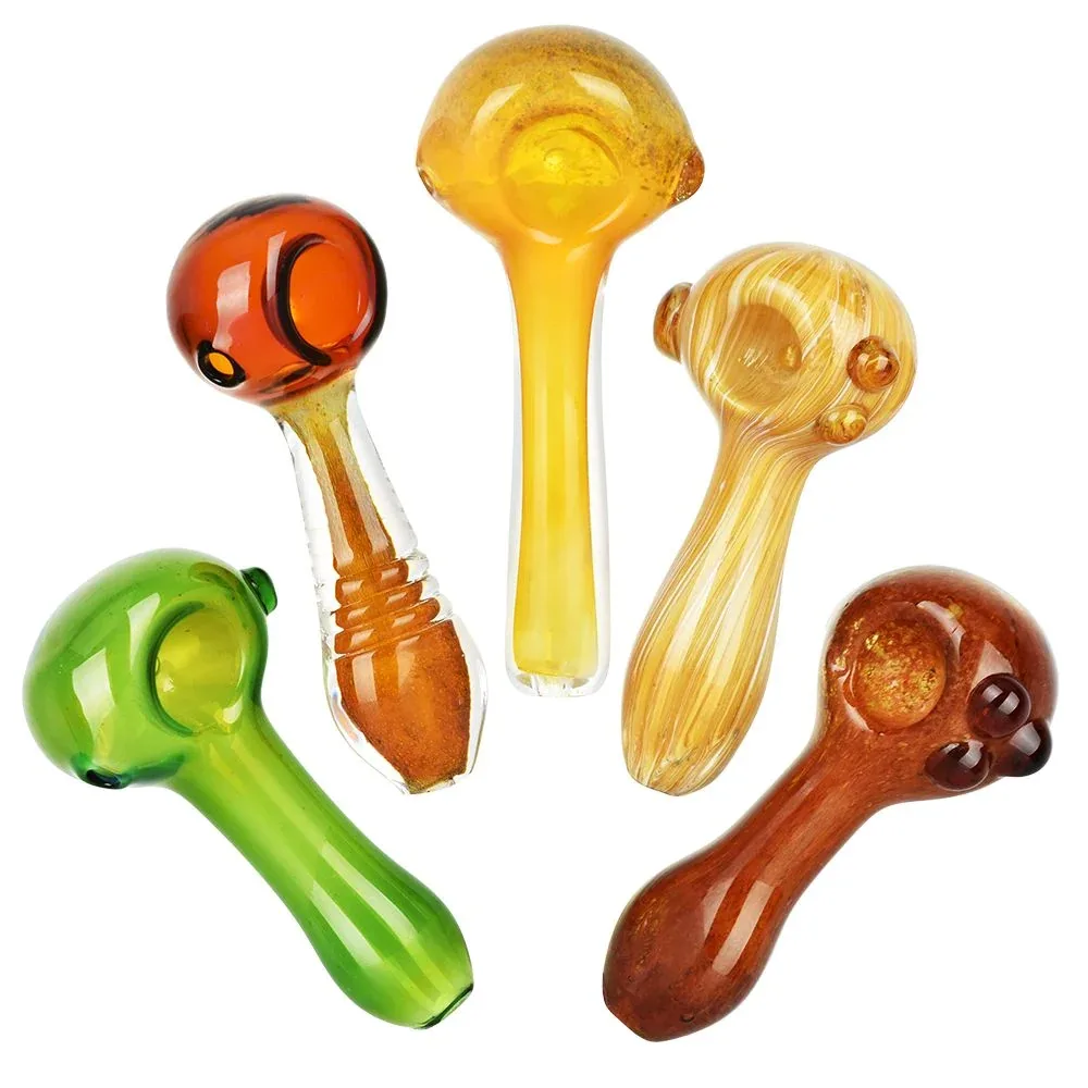 Earth Movement Glass Spoon Pipes - 3.75"-4.5" 20ct - Image 2