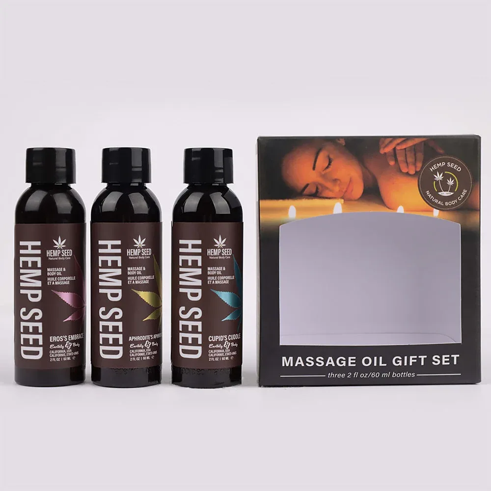 Earthly Body Hemp Seed Valentines Day 2024 Massage Oil 3-Piece Gift Set 2 oz. - Image 2