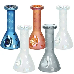 Electroplated Etched Beaker Glass Hand Pipe - 5" /5ct