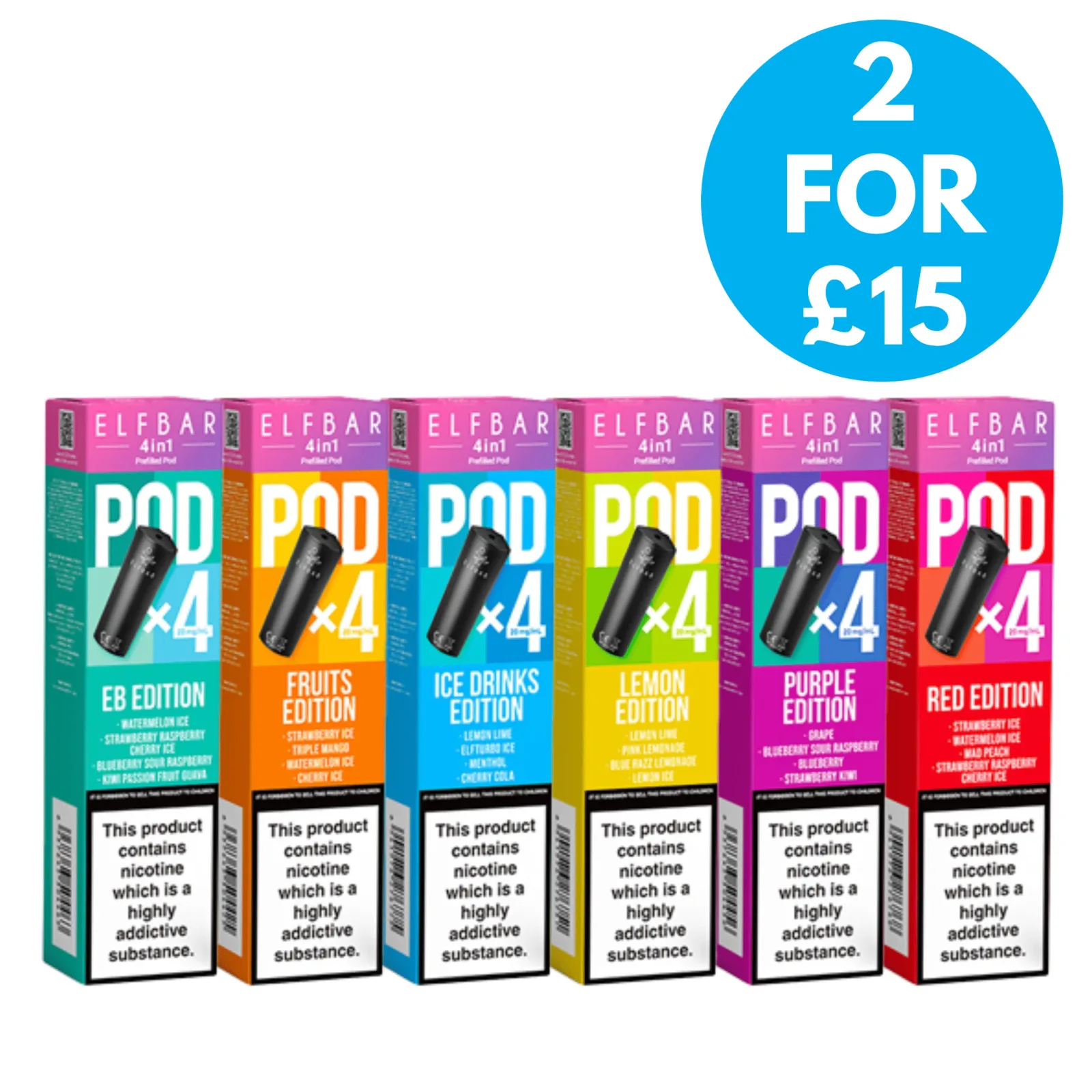 Elf Bar 4-In-1 Prefilled Replacement Pods (Pack Of 4)