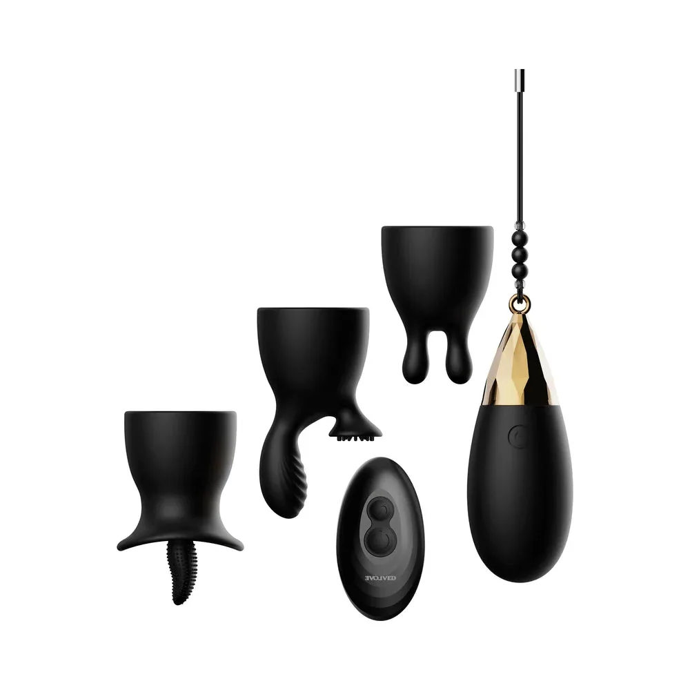 Evolved Egg-Citement 5-Piece Rechargeable Remote-Controlled Vibrator and Accessory Set Black - Image 2