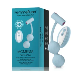 FemmeFunn Momenta Rechargeable Remote-Controlled Silicone Kegel Balls Light Blue