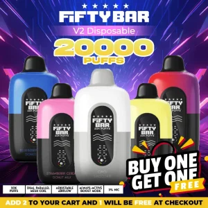 Fifty Bar V2 Disposable | 20K Puffs - Buy 1 Get 1 Free