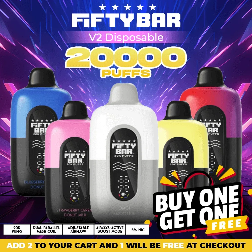 Fifty Bar V2 Disposable | 20K Puffs - Buy 1 Get 1 Free