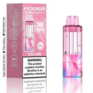 Foger Switch Pro 30K Disposable Pod (Requires Vape for Use) - Pink & Blue (Pod)'