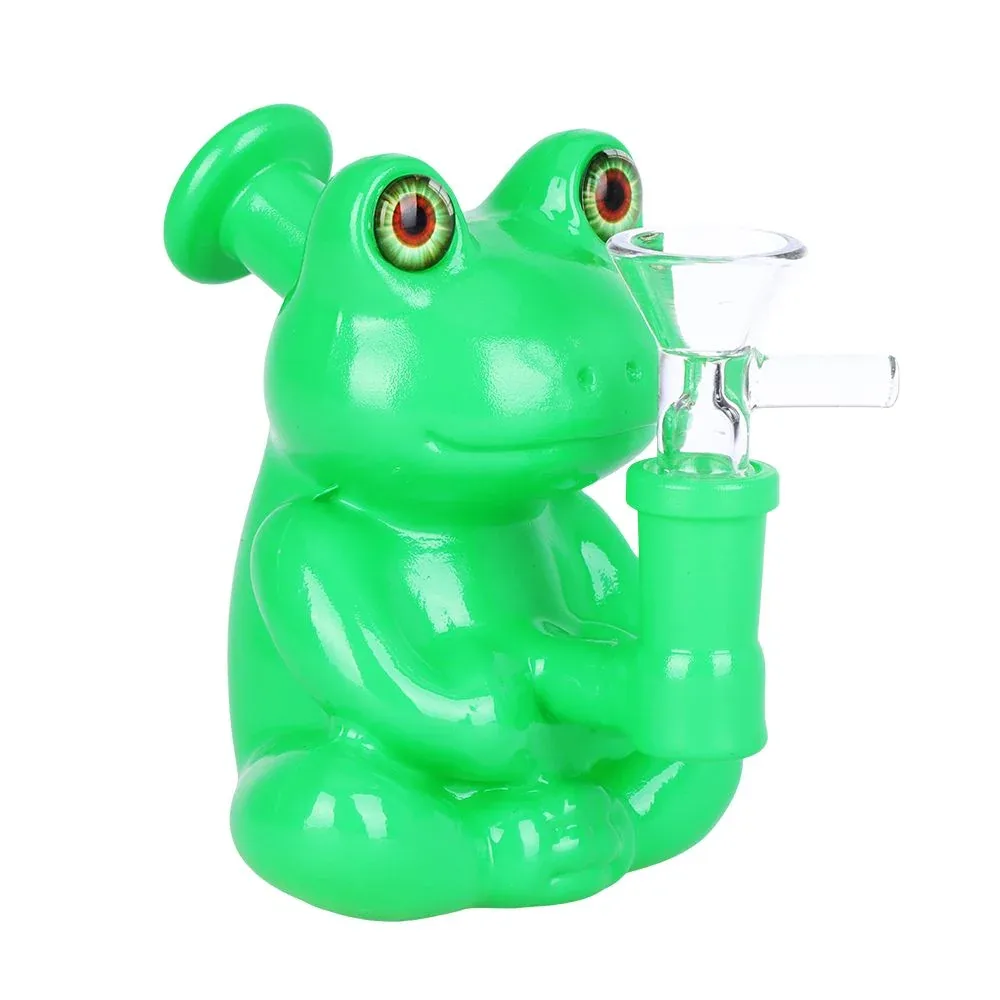 Froggy Glass Water Pipe - 4.25" / 14mm F / Colors Vary - Image 2