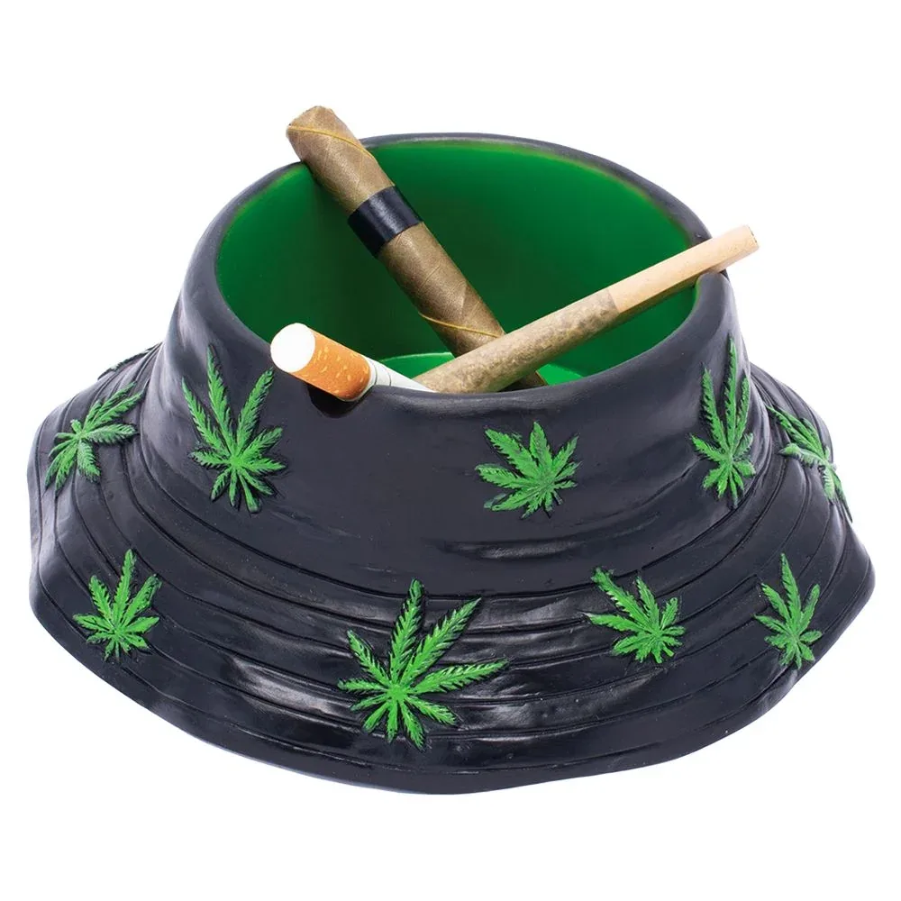 Fujima Black & Green Leaf Bucket Hat Ashtray - 5.75" - Image 2