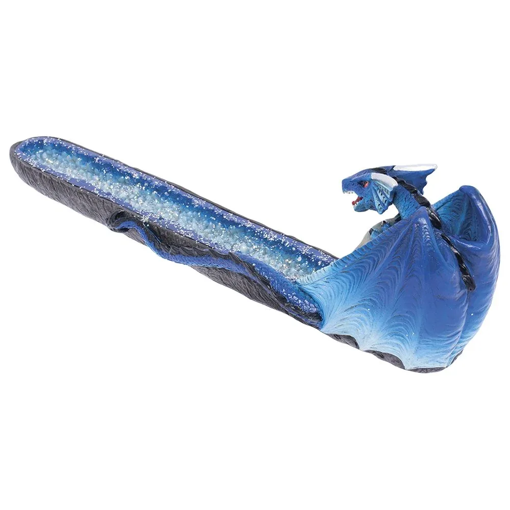 Fujima Blue Dragon on Skull Crystal Incense Burner - 11" - Image 2