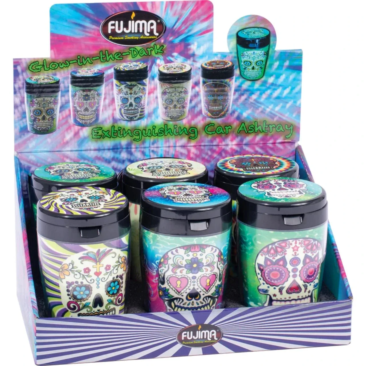 FUJIMA GLOW IN THE DARK CAR ASHTRAY 6 Count | EX31
