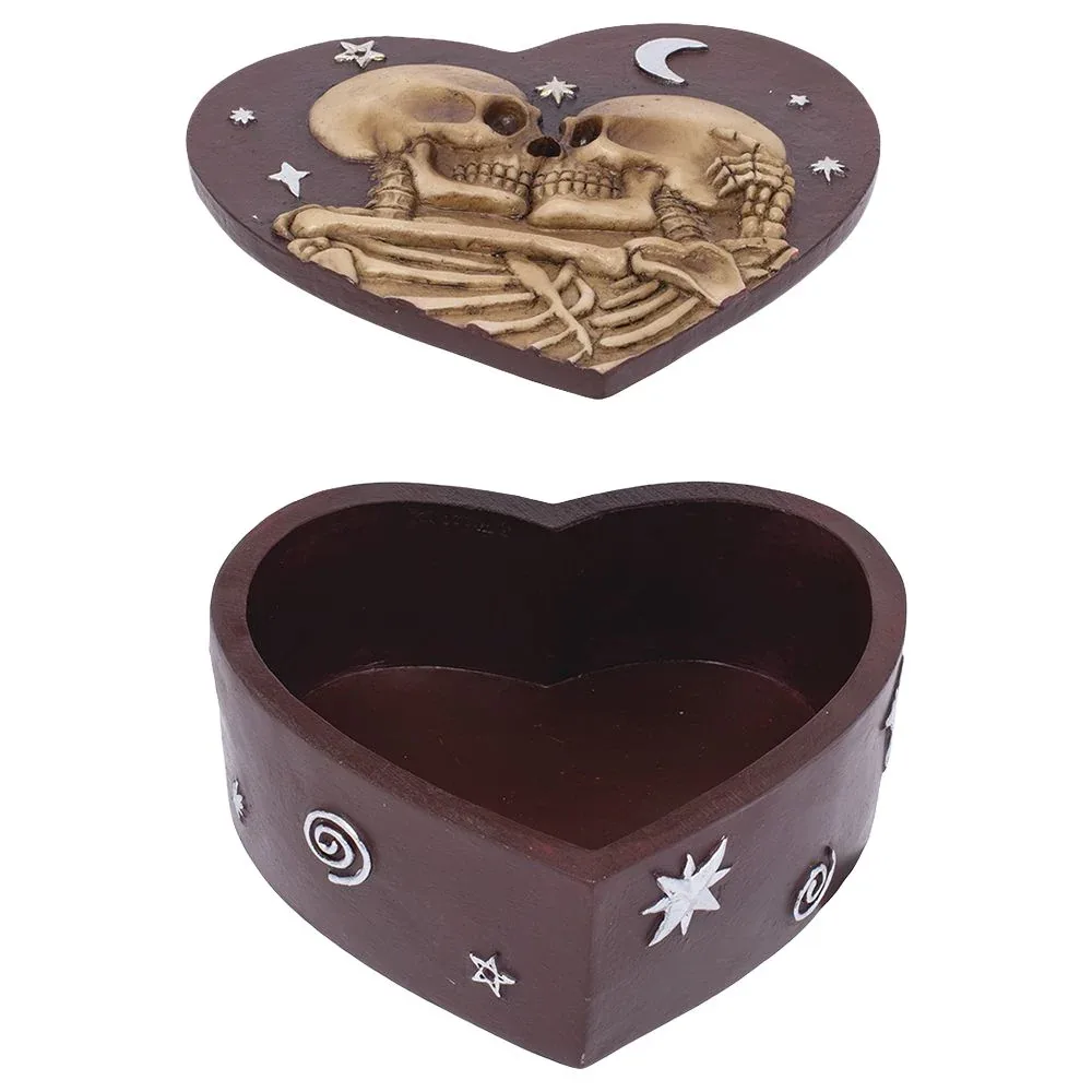Fujima Skeleton Love Heart-Shaped Polyresin Stash Box - 5.3"x4.7" - Image 2