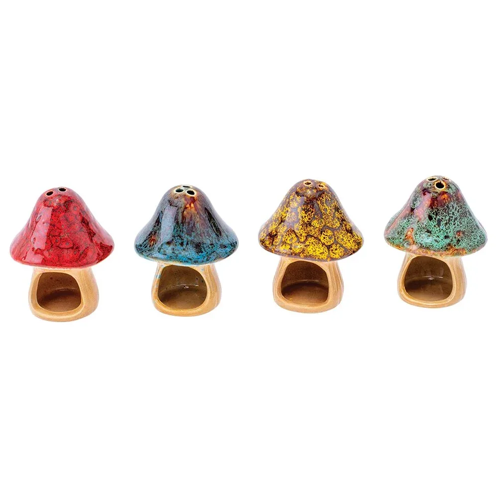 Fujima Small Glazed Mushroom Cone Ceramic Incense Burner - 6ct - Image 2