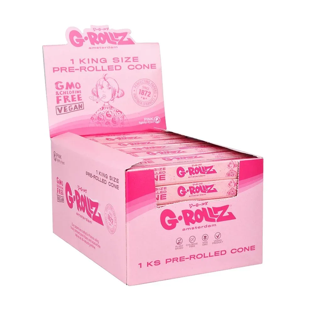 G-ROLLZ Lightly Dyed Pink Pre-Rolled Cones - King Size 72ct