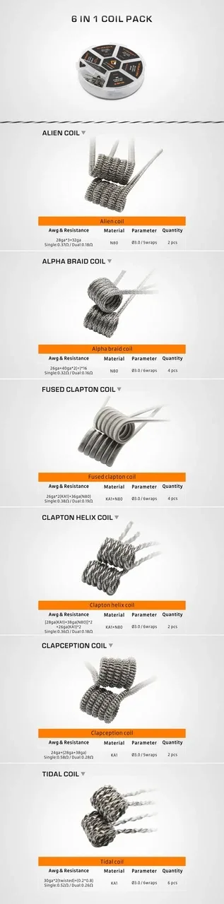 GeekVape 6-in-1 Prebuilt Coils