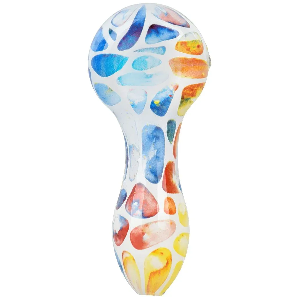 Geometric Colorful Print Glass Hand Pipe - 3.75" / Colors Vary - Image 2