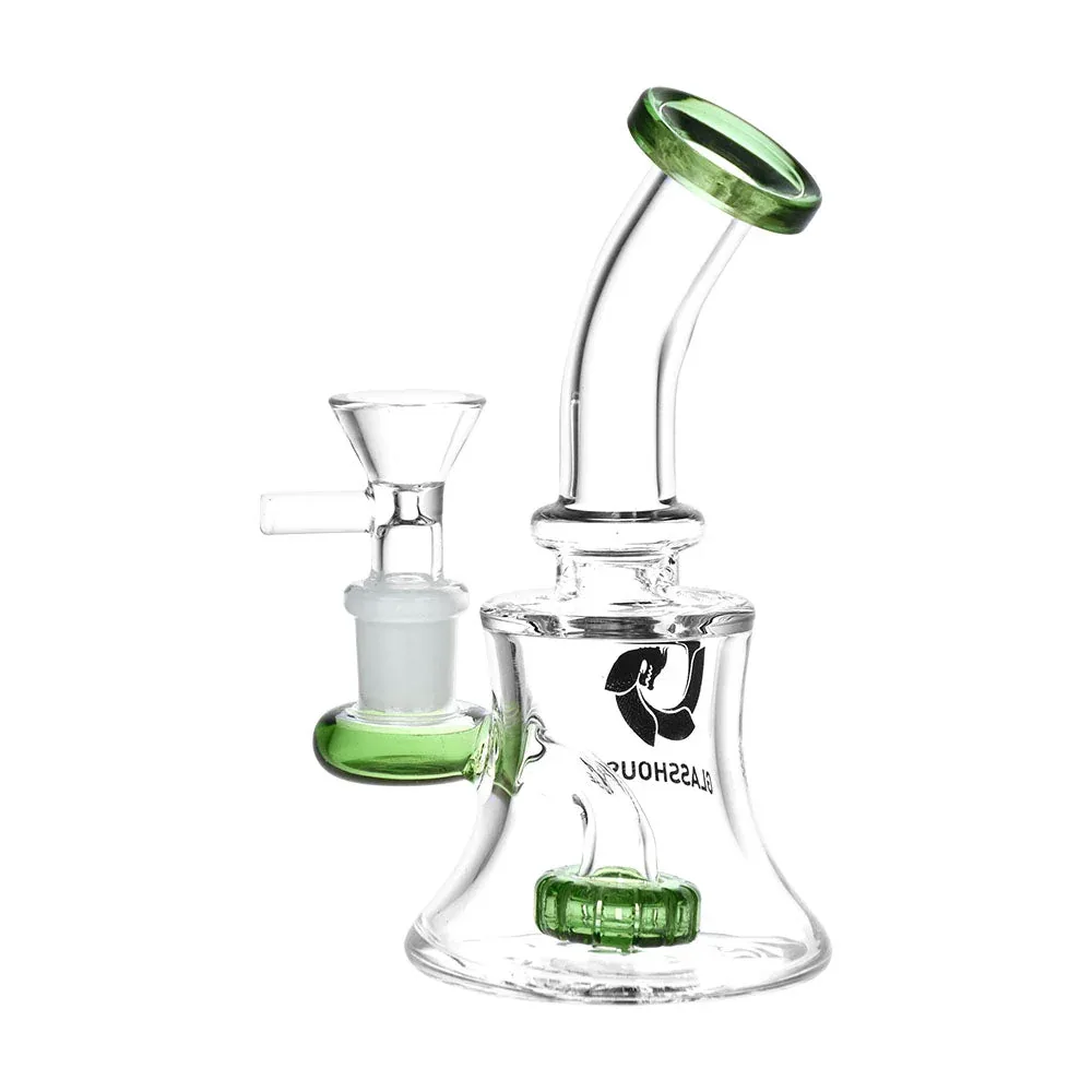 Glass House Disc Perc Glass Water Pipe - 5.5" / 14mm F / Colors Vary - Image 2