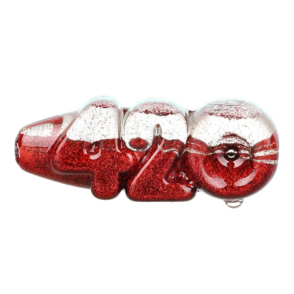 Glitter 420 Glycerin Glass Hand Pipe - 4.25" / 4ct - Image 2
