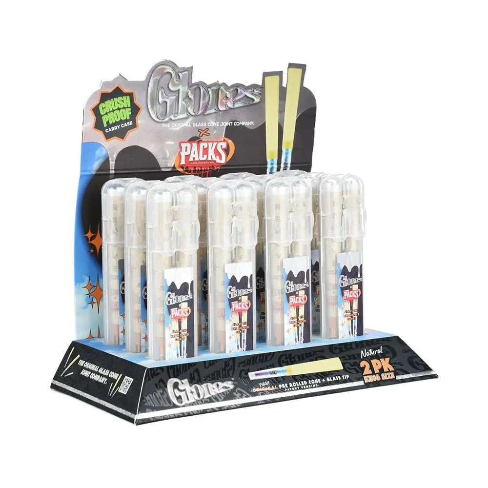 Glones x Packs Natural Pre-Rolled Cones + Glass Tips| 12pk - Image 2