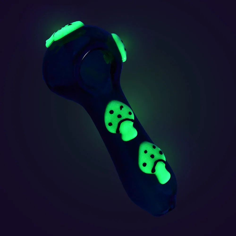 Glow in the Dark Mushroom Spoon Pipe - 4" / Colors Vary - Image 2